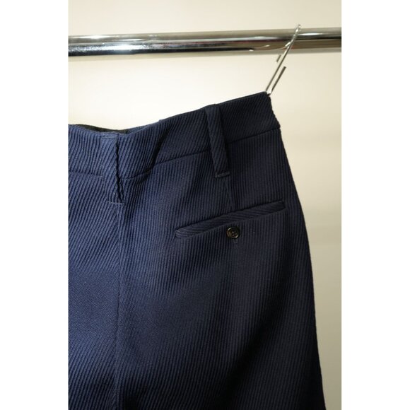 Ann Demeulemeester Textured Wool Straight Leg Pants Navy Blue Small W32 Men's - Picture 5 of 5